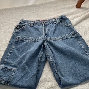 Chaps Men's Relaxed Denim Carpenter Jeans in Light Blue